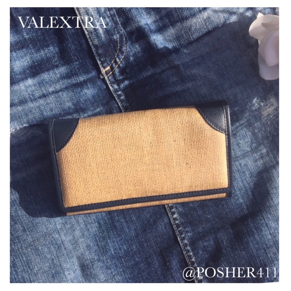 NWT VALEXTRA BLUE & TAN WALLET